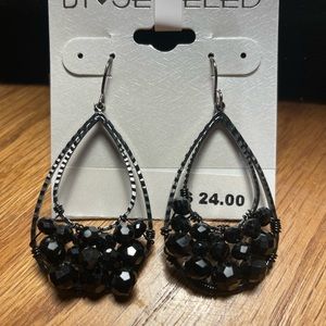 1.5 inches long shiny black rhinestones earrings. Very light and good quality